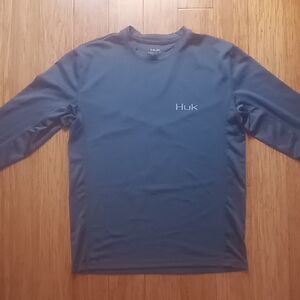 Huk Gray Long Sleeve Tee Soft Crew Neck